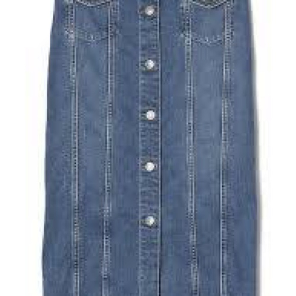 GAP Button-Front Denim Midi Skirt in Blue